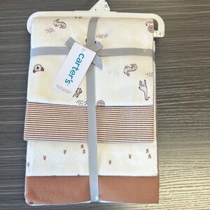 Carter's White and Brown Baby Blanket Set